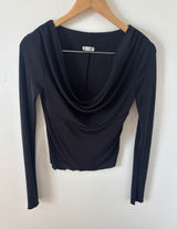 Intimately Free People Black Cowl Neck Long Sleeve Top Small Slim Fit Drape Photo 0