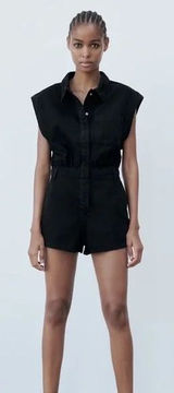 Black Denim Romper Photo 0