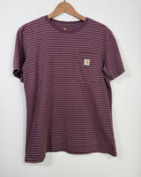 Carhartt Women’s Original Fit Striped Pocket T Shirt Burgundy M 8-10 Photo 0