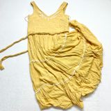 Joie Embroidered Tiered Maxi Dress‎ Womens Size 2 Yellow Boho Summer Rayon Gauze Photo 0