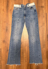 Revice Denim Venus Heart Jeans Two Tone High Rise Straight Leg Blue Cream 27 Photo 0