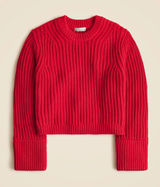 J. CREW Heritage Cotton Fisherman Crewneck Sweater Red Size Medium Fall Winter Photo 0