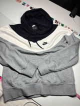 Nike Sportswear Colorblock Fleece Pullover Hoodie Gray White Black Swoosh Photo 0