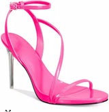 New AAJ By‎ Aminah Women's Zayn Lucite Heel Asymmetrical Strap Dress Sandals 9 Photo 0