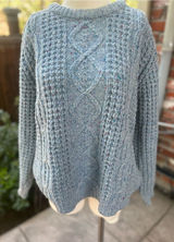 Gaeltarra Blue fisherman cable knit wool sweater hand loomed Ireland Size 42 Photo 0
