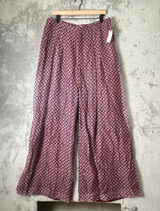 Anthropologie Maeve Avery Silk Wide Leg Pleated Trousers Geo Print 16 Tall New Photo 0
