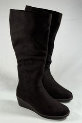 Aerosoles‎ Size-7.5M Women's Binocular Shearling Tall Boots Faux Suede Black Photo 0