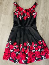 Vintage Formal Dark Romantic Satin Red Rose Gothic Flare Dress 6 Vampy Grunge Photo 0
