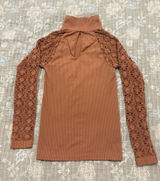 Free People Lace-Sleeve Ribbed Turtleneck Top Photo 0