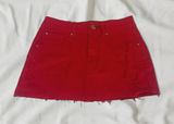 PrettyLittleThing Red Distressed Denim Mini Skirt Size 0 Photo 0