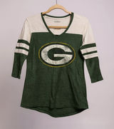 Fanatics Womens Green Bay Packers V Neck 3/4 Sleeve Shirt‎ Size S Photo 0