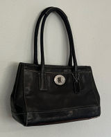 Coach Hampton Madeline Black Leather Satchel Bag Y2K Vintage Carryall Purse Photo 0