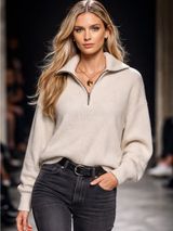 Hollister Beige Half-Zip Knit Sweater Photo 0