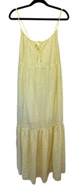 Old Navy Tiered Floral Embroidered Maxi‎ Tank Dress Medium Butter Yellow Granola Fairy Photo 0