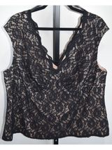 My Favorite Things by Colleen Lopez Black Floral Lace Overlay V Neck Top 2X Photo 0