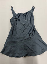Satin Cowl Neck Mini Dress Dusty Blue Slate Slip Dress Large Photo 0