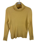 Jeanne Pierre Womens Mustard Yellow 100% Cotton Cable Knit Turtleneck Sweater M Photo 0