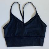 Gaiam Womens Black‎ Longline Mesh V-Neck T-Back Sports Bra WD0018EM Size Small Photo 0