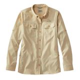 LLBean‎ Womens No Fly Zone Long Sleeve Button Up Outdoor Shirt Sand Dune XL Reg Photo 0