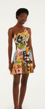 Farm Rio Multicolor Tropical Painting Mini Dress Photo 0
