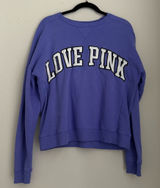 PINK Victorias Secret embroidered letters purple long sleeve crewneck sweater Photo 0