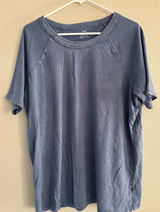 Aerie Shirt Womens M Blue Distressed Oversized Boho Soft Lounge Sporty Casual Photo 0