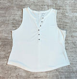 Pilcro Womens XL White Ribbed Sleeveless V-neck Button Tank Top New Basic Casual Photo 0