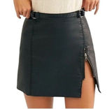 Free People Midnight Magic Faux Leather Mini Skirt Size 4 Black Photo 0
