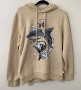 S-Ponder Y2K Style Graphic Funny Japanese Cat on Shark Cream‎ Cozy Hoodie XL Photo 0