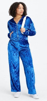 NWT SET Fabletics Celeste Royal Blue Crushed Velvet Jacket & Wide Leg‎ Tracksuit Photo 0