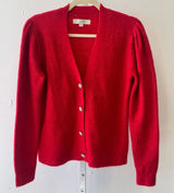 NWOT LOFT Rhinestone Buttons Relaxed Fit Knit Cardigan Sweater Red Small Photo 0