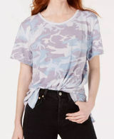 FREE‎ PEOPLE WE THE FREE Womens Camo Top Size Medium Blue Round Neck Cap sleeves Photo 0