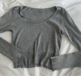 Grey Brandy Melville Long Sleeve Ribbed Crop Photo 0