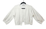 T Tahari Womens XL White Open Front‎ Cardigan Lantern Sleeve Cropped Sweater Photo 0