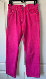 Zara Hot Pink High Waist Mom Jeans Straight Leg Button‎ Fly Preppy Womens 6 Photo 0