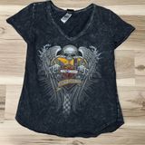 Harley Davidson Short Sleeve Skull Graphic Tee Shirt Women’s Medium Photo 0