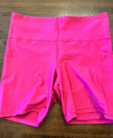 Athleta Biker Shorts Women’s XL Pink Interval Stash 7” Short Pockets Photo 0