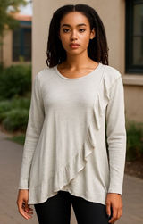 Aerie Women's Long Sleeve Ruffle Front‎ Tunic Top - Size Large Photo 0