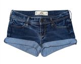 Hollister Ultra Low Rise Micro Mini Jean Shorts Dark Wash Cuffed 0 / 24 y2k Photo 0