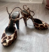 Vintage Prada calfskin leopard print peep toe slingbacks Photo 0