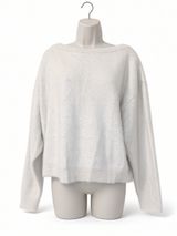 Beverly and Beck XS Cream Fuzzy Boat Neck Sweater Oversized Photo 0