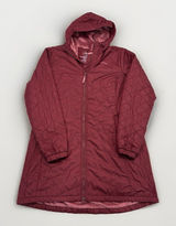 LL Bean Parka Jacket Womens Size XL Fleece Lined Primaloft Quilted Hooded Maroon Photo 0