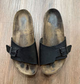 Birki's by Birkenstock Madrid Black Slide Sandals Buckle Cork EU 39 Photo 0