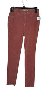 We The Free People Women's Pants Mid-Rise Skinny Corduroy Raw Hem Brown 25 NWT Photo 0