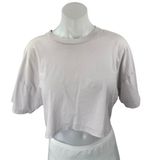 Aritzia TNA Women's Gray Knit Short Sleeve Crew Neck Crop Tee T-Shirt Top Size L Photo 0