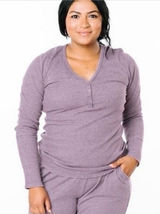 ✨Zyia Active Don't Wake Me Up Sz Small shirt purple waffle knit thermal✨ Photo 0