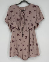 Free People Womens Floral Capelet Romper Mauve Burgundy Size M Boho Romantic Photo 0