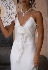 12th Tribe Prosecco White Rosette Frill Maxi Dress Photo 0
