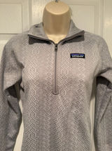 Patagonia Women Gray 1/4 Zip Fleece Pullover Geometric Diamond Knit XS 25618 Photo 0