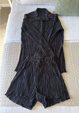 Black Ribbed PJ Short Set Size M Photo 0